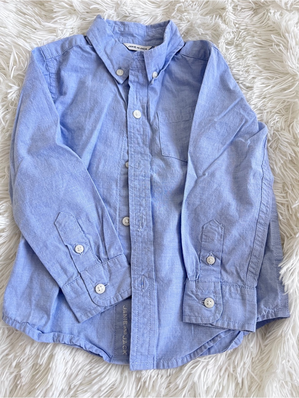 Janie and Jack Light Blue Button-Down Shirt with Chest Pocket